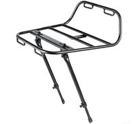 Yhenlovtt Estante delantero de bicicleta de aleación de aluminio, soporte de equipaje MTB resistente con almacenamiento de montaje de horquilla para alforjas y equipo