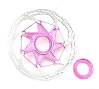 Yhenlovtt Freno de disco para bicicleta, montaje central, aluminio 7075 y acero inoxidable, aleta hueca de disipación de calor, ligera para ciclismo de montaña y carretera (rosa, 140 mm)