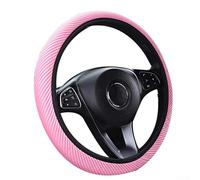 Yhenlovtt Funda para volante de coche, transpirable, diseño de rayas elásticas en piel suave resistente al desgaste, agarre cómodo, se adapta a ruedas de 37-38 cm, negro, rosa o azul (rosa)