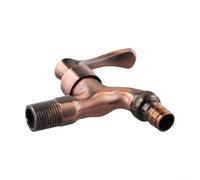 Yhenlovtt Grifo de lavadora de bronce antiguo montado en la pared, grifo de jardín vintage, boquilla decorativa para exteriores, grúa de latón aceitado estilo europeo clásico (bronce rojo)