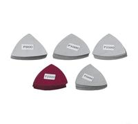 Yhenlovtt Hojas de lija triangulares de 90 mm, carburo de silicio húmedo y seco, 50 unidades mixtas de grano 800/1000/1500/5000 para carpintería, pintura, metal, almohadillas de lijadora de detalles