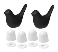Yhenlovtt Kit de base de inodoro decorativo, tapas de porcelana con forma de pájaro en oro, blanco, negro, plata, no se necesitan herramientas para la instalación (negro)