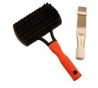 Yhenlovtt Kit de cepillo de limpieza HVAC, limpiador de bobina de doble cara, alisador de bobina de peine de aleta de metal, herramienta manual compacta para evaporador de aire acondicionado