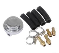 Yhenlovtt Kit regulador de presión de combustible con ajuste ajustable de 15 psi para mejorar el rendimiento del carburador y el motor, compatible con líneas de combustible de 8 mm y 10 mm (plateado)