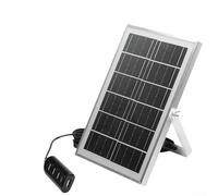 Yhenlovtt Panel solar monocristalino de 5 V, 8 W, cargador solar compacto para exteriores con salidas USB cuádruple, cable extendido de 5 m, marco de aluminio ligero para camping, senderismo y