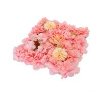 Yhenlovtt Paneles de pared de flores artificiales, paquete de 6 telón de fondo floral 3D con rosas de seda y hortensias para boda, fiesta, área de fotos o decoración del hogar, 15 x 15 pulgadas (rosa