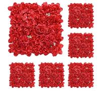 Yhenlovtt Paneles de pared de flores artificiales, paquete de 6 telón de fondo floral 3D con rosas de seda y hortensias para bodas, fiestas, área de fotos o decoración del hogar, 15 x 15 pulgadas