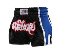Yhenlovtt Pantalones cortos de boxeo unisex con cintura elástica y tejido transpirable para Mma Plus Muay Thai, negro, rojo, blanco, negro y azul, a M (negro y azul)