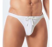 Yhenlovtt Pantalones cortos de natación de nailon y elastano elásticos de secado rápido para playa o piscina, con ajuste transpirable, compatibles con natación activa, para hombre (blanco)