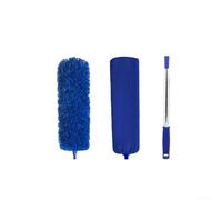 Yhenlovtt Plumero de microfibra extensible con mango telescópico para techos altos, ventiladores de techo, persianas y zonas de difícil acceso, cabezal extraíble y lavable, azul (2)