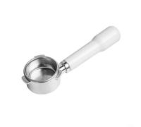 Yhenlovtt Portafiltro sin fondo de 54 mm, cesta de acero inoxidable Des 870/880, mango de máquina con acero ergonómico para filtro espresso Breville 8 de 3 orejas (blanco)