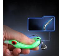 Yhenlovtt Señuelo de pesca suave de doble hélice con diseño realista de rana para pesca de cabeza de serpiente, 7,5 cm, 14 g, verde (blanco)