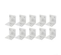 Yhenlovtt Soporte de acero inoxidable en ángulo recto de 90 grados, conector de código de esquina en forma de L de 7 x 7 x 3 cm para estantes y armarios, color plateado (paquete de 10) (E)
