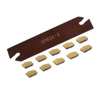 Yhenlovtt SPB26-3 - Soporte para herramientas de ranurado y separación con 10 insertos de carburo recubiertos GTN-3 SP300 para operaciones de corte de torno en metalurgia