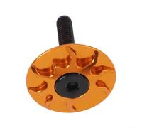 Yhenlovtt Tapa superior para auriculares de bicicleta, para vástago de 28,6 mm, cubierta de aleación de aluminio CNC con perno de acero inoxidable, acabado anodizado, para ciclismo de montaña (naranja
