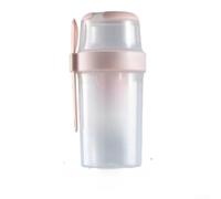 Yhenlovtt Tazón de separación de ensalada y cobertura con recipiente de salsa integrado, tapa segura y tenedor portátil, juego de cuchara para profesionales activos (rosa)
