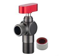 Yhenlovtt Válvula de ángulo para calentador de agua, válvula de bola de latón de 1/2 pulgada con diseño de alto flujo e indicadores rojos y azules, acabado de bronce de calidad (gris + rojo)