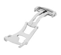 Yheonver Correa de reloj desplegable de acero inoxidable de 18 mm, cierre de hebilla plegable, suave #18 mm, plata, Smooth #18Mm