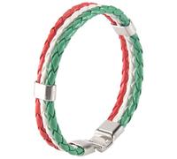 Yheonver Pulsera de joyería, pulsera con bandera italiana, aleación de cuero, para hombre y mujer, verde, blanco y rojo (ancho 14 mm, longitud 23 cm), Aleación, piel sintética