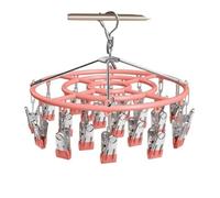 YHESUBZ Tendedero Inoxidable, Rejilla de Secado para Colgar Tenderetes de Ropa, Acero Inoxidable, Diseño Silicona Antiviento con 24 Clips, Secador para Calcetines Lencería, para Ropa Interior(Rosa)