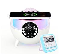 YHFITN Despertador Altavoz Bluetooth Luz de proyección de Cielo Estrellado Carga inalámbrica Luz de Noche Radio FM Tarjeta TF/AUX Reproductor de música Regalo para Familiares/Amigos/niños (Blanco)