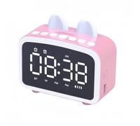 YHFITN Reloj Despertador Bluetooth y Radio, Reloj Digital con Altavoz Bluetooth, Despertador de Noche, luz Nocturna, Reproductor de música con Tarjeta TF, Regalo para Amigos/niños (Rosa)