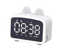 YHFITN Reloj Despertador Bluetooth y Radio, Reloj Digital con Altavoz Bluetooth, Despertador de Noche, luz Nocturna, Reproductor de música con Tarjeta TF, Regalo para Amigos/niños (WH)
