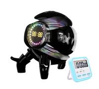 YHFITN Reloj Despertador con Altavoz Bluetooth Radio FM, Luces RGB, emparejamiento TWS, Compatible con reproducción TF/AUX/USB, Altavoz inalámbrico para Fiestas en casa, Viajes, Camping (Negro)