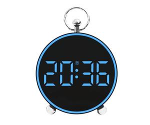 YHFITN Reloj Despertador Digital Fecha, Temperatura, función de repetición, Control por Voz, regulador de Intensidad, Montaje en Pared o Mesa, diseño Compacto, Regalo Ideal para el hogar. (Azul)