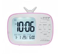 YHFITN Reloj Despertador Dormitorio Infantil, a Pilas, con Calendario, función de repetición y Temperatura, Ideal para cumpleaños o como Regalo Infantil. (Rosa)