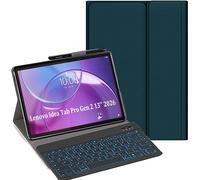 YHFZR Funda con teclado para Lenovo Idea Tab Pro Gen 2 Tablet de 13 pulgadas 2026, QWERTY alemán, funda ultrafina con iluminación de 7 colores, teclado inalámbrico Bluetooth con funda, verde