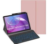YHFZR Funda con teclado para Lenovo Idea Tab Pro Gen 2 Tablet de 13 pulgadas 2026, [QWERTZ alemán] Funda ultrafina con iluminación de 7 colores Teclado inalámbrico con funda protectora, rosa