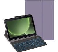 YHFZR Funda con teclado para Samsung Galaxy Tab Active 5 Pro de 10,1 pulgadas SM-X350/X356B, [QWERTZ alemán] funda delgada con iluminación de 7 colores teclado inalámbrico con funda protectora, lila