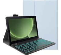 YHFZR Funda con teclado para Samsung Galaxy Tab Active 5 Pro de 10,1 pulgadas SM-X350/X356B, [QWERTZ alemán] funda delgada con iluminación de 7 colores teclado inalámbrico con funda protectora, azul