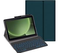 YHFZR Funda con teclado para Samsung Galaxy Tab Active 5 Pro de 10,1 pulgadas SM-X350/X356B, [QWERTZ alemán] funda delgada con iluminación de 7 colores teclado inalámbrico con funda protectora, verde