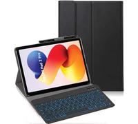 YHFZR Funda con teclado para Xiaomi Redmi Pad 2 Pro de 12,1 pulgadas, [QWERTZ alemán] funda ultradelgada con iluminación de 7 colores teclado inalámbrico con funda protectora, negro