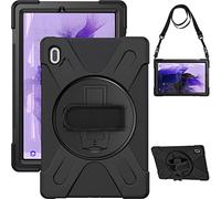 YHFZR Funda para Samsung Galaxy Tab S8+, 360°Rotativo Asa de Mano Porta con Hombro Funda Robusta Antichoque para Samsung Galaxy Tab S8+ X800/X806 12.4" 2022, Negro