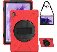YHFZR Funda para Samsung Galaxy Tab S8+, 360°Rotativo Asa de Mano Porta con Hombro Funda Robusta Antichoque para Samsung Galaxy Tab S8+ X800/X806 12.4" 2022, Rojo