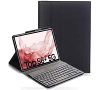 YHFZR Funda Teclado Español Ñ para Galaxy Tab S8+, Español Slim Teclado Keyboard Case con Magnético Desmontable Inalámbrico Bluetooth para Samsung Galaxy Tab S8+ X800/X806 12.4" 2022, Negro