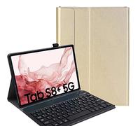 YHFZR Funda Teclado Español Ñ para Galaxy Tab S8+, Español Slim Teclado Keyboard Case con Magnético Desmontable Inalámbrico Bluetooth para Samsung Galaxy Tab S8+ X800/X806 12.4" 2022, Oro
