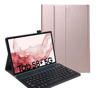 YHFZR Funda Teclado Español Ñ para Galaxy Tab S8+, Español Slim Teclado Keyboard Case con Magnético Desmontable Inalámbrico Bluetooth para Samsung Galaxy Tab S8+ X800/X806 12.4" 2022, Oro Rosa