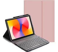 YHFZR Funda Teclado Español Ñ para Samsung Galaxy Tab A11 8,7 Pulgada SM-X130/X133/X135, Español Slim Teclado Keyboard Case con Magnético Desmontable Inalámbrico Bluetooth, Rosa