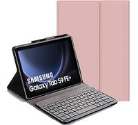 YHFZR Funda Teclado Español Ñ Slim Teclado Keyboard Case con Magnético Desmontable Inalámbrico Bluetooth para Samsung Galaxy Tab S9 FE+ 12,4" SM-X610/X616B, Oro Rosa