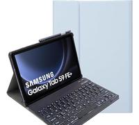 YHFZR Funda Teclado Español Ñ Slim Teclado Keyboard Case con Magnético Desmontable Inalámbrico Bluetooth para Samsung Galaxy Tab S9 FE+ 12,4" SM-X610/X616B, Azul