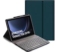 YHFZR Funda Teclado Español Ñ Slim Teclado Keyboard Case con Magnético Desmontable Inalámbrico Bluetooth para Samsung Galaxy Tab S9 FE+ 12,4" SM-X610/X616B, Verde