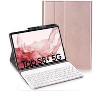 YHFZR Teclado Funda para Galaxy Tab S8+, QWERTY Slim Teclado Wireless Keyboard Case con Magnético Desmontable Inalámbrico Bluetooth para Samsung Galaxy Tab S8+ X800/X806 12.4" 2022, Oro Rosa