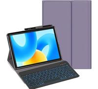 YHFZR Teclado Funda para Samsung Galaxy Tab Active 5/Tab Active3 8'' SM-X300/X306B/T570/T575, (QWERTY English) 7 Colores Desmontable Teclado Wireless Keyboard Case, Violeta