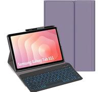 YHFZR Teclado Funda para Samsung Galaxy Tab S11 Tablet 11 Pulgada SM-X730/X736B, (QWERTY English) 7 Colores Desmontable Teclado Wireless Keyboard Case, Violeta