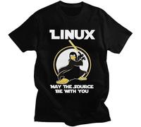 YHGsed233 Linux May The Source Be with You T ShirtBlack XXL