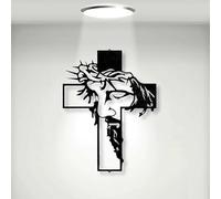 YHHIRCH Decoración de pared con cruz de Jesucristo, cruz de metal, letrero religioso, cruz hueca personalizada, decoración de pared, iglesia cristiana, escuela, oficina, decoración del hogar (negro)